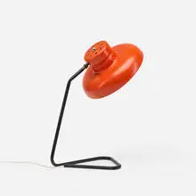 Anette André-Pillois, table lamp, c. 1965, enameled aluminum, enameled steel, brass