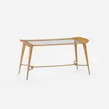 attribution Paolo Buffa, coffee table, c. 1950, fruitwood, glass, brass