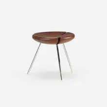 Brazilian, stool, c. 2000, laminated teak, chrome-plated steel
