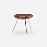 Brazilian, stool, c. 2000, laminated teak, chrome-plated steel