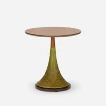 Phil-Mar, ceramic table, c. 1960, glazed ceramic, laminate over wood, enameled steel, walnut