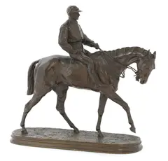 Pierre-Jules Mêne, Untitled, 1810-1879) Horse and jockey bronze with brown patina