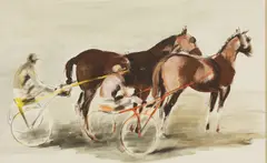 Untitled by John Skeaping, oil and watercolour on paper 38.5 x 60.5cm ., sold Oct 2020