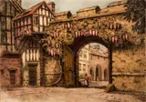 The Close Gate, Winchester by Robert Herdman- Smith A.R.W.A., etching and aquatint printed in colors, offered Feb 2021