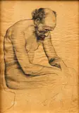 Seated Nude Man by Eddie Kessler, 1939, pencil and graphite on thin tracing paper, offered Feb 2021