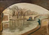Fisherman on the River, mid- by Lipkovits, oil on board, offered Feb 2021
