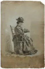 Hugh Newell, Studies of Woman in Interiors, 1878-, 1879, charcoal and white highlighting on tinted paper