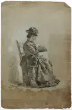 Studies of Woman in Interiors, 1878- by Hugh Newell, 1879, charcoal and white highlighting on tinted paper, offered Feb 2021