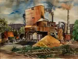 Industrial Site by B. Scott, watercolor, offered Feb 2021