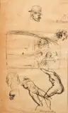 Harry Herman Wickey, Sculpture and Figure Studies, ink drawing