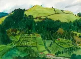 Pennsylvania Farm Land by Doris Mable Cochran, 1992, watercolor, offered Feb 2021
