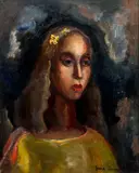 Portrait of a Young Woman, 1960's by Grace Barron, oil on canvas, offered Feb 2021