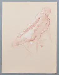 Harry Carmean, Group of 3 Studies of the Male Nude, colored, pencil on paper, each one