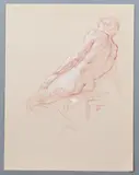 Harry Carmean, Group of 3 Studies of the Male Nude, colored, pencil on paper, each one