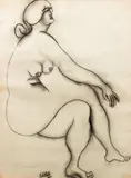 Seated Nude by Javier Clavo, 1965, charcoal drawing, offered Feb 2021