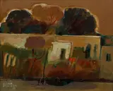 Susana Etcheverry, Paisaje Urbano [Urban Landscape] (likely in Cordoba, Argentina), 1985, oil on canvas