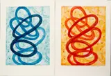 Talk In Circles II & III by Francis Dosne, 2000, etching and aquatint printed in colors, offered Feb 2021