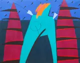 Abstract by Rachel Farley, acrylic on canvas, offered Feb 2021