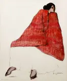 R. C. Gorman, Woman in Red Blanket, c.1979, offset, lithograph on paper