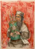 Edna Hibel, The Rabbi, color, lithograph