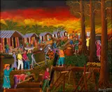 Village Life by Dumerlus Jeune, 2006, acrylic on canvas, offered Feb 2021