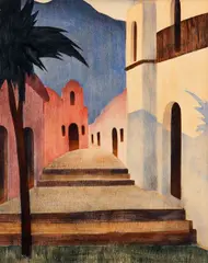 Mabel King, Late Afternoon Oaxaca [Mexico], 20th century, dry brush, watercolor on paper