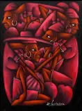 Four Women in Red by Jean Bruno Louisius, acrylic on canvas, offered Feb 2021