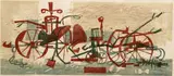 Farm Machinery, 1951, collagraph on paper, signed, dated, titled and inscribed 'To Ray and Ann Ophelia' in by John Ross, pencil at bottom, offered Feb 2021