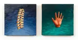 Pair of Paintings: Anima Mundi: Guide [Hand] and Anima Mundi: Primordium [Bone] by Vicki Teague-Cooper, 1992, encaustic, oil, on linen canvas over wood panel, offered Feb 2021