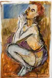 Purple Woman, undated by Susan Winicour, oil and watercolor on paper, offered Feb 2021
