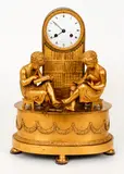 Untitled by Venault, bronze mantle clock children ready, offered Dec 2020
