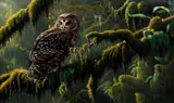 Spirit Of Ancient Forests - Spotted Owl by Wilhelm J. Goebel, oil on canvas, offered Dec 2020