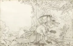 Gingerbread Boy Drawing by Tim Hildebrandt, 1989, pencil drawing, offered Dec 2020