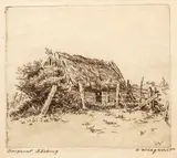 Olaf Wieghorst, Grass Hut Prairie Homestead, etching