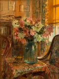 Andrey Avinoff, Still Life in a Room Interior, color