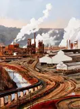 Edgar Thomson Works, Braddock Pa by Corey Bonnet, oil and pigment on wood panel, offered Dec 2020