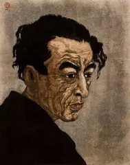 Kōshirō Onchi, Portrait of the Poet Hagiwara Sakutaro (Sakutaro was the author of “Ice Island” and lived from 1886–1942), 1949 printed 1955 , color, woodcut print