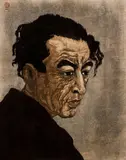 Kōshirō Onchi, Portrait of the Poet Hagiwara Sakutaro (Sakutaro was the author of “Ice Island” and lived from 1886–1942), 1949 printed 1955 , color, woodcut print