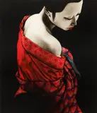 Innocense, 1984, color mezzotint, 8" high, 6 7/8" wide by Saito Kaoru, pencil, offered Dec 2020