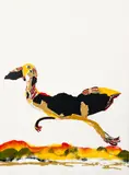 Benny Andrews, "Moving On", 1980, lithograph printed in colors, pencil