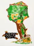 Benny Andrews, Turtle Dove, 1980, lithograph printed in colors, dimensions:29 x 22 inches