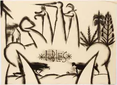 José Bedia Valdés, Doubles, 1994, working proof state, lithograph