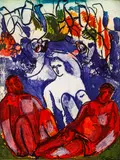 Sandro Chia, Untitled Bathers in Grotto, color