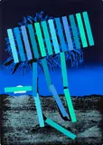 Menashe Kadishman, Blue Palm, circa 1979, Medium:, Serigraph printed in colors, pencil