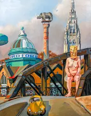 Henry Koerner, Rhinoceros, oil on canvas