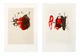 Francine Simonin, Paroles d'ogres IV and V, 1997, Lithography and, Drypoint, 36 × 25 inches, pencil