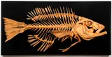 Dog Snapper Fish Skeleton by Fumio Yoshimura, 1981, carved and glued Linden wood relief sculpture, offered Dec 2020