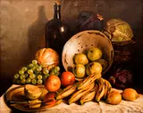 George Drew, Tabletop Still Life with Fruit, 1927, oil on canvas