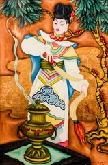 Chinese Sorceresses, circa 1930's by William Edwin Fager, watercolor, gouache and gilding, offered Oct 2020