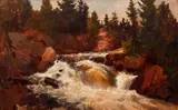 Regis Francois Gignoux, Rocky Scene Upstream from Niagara Falls